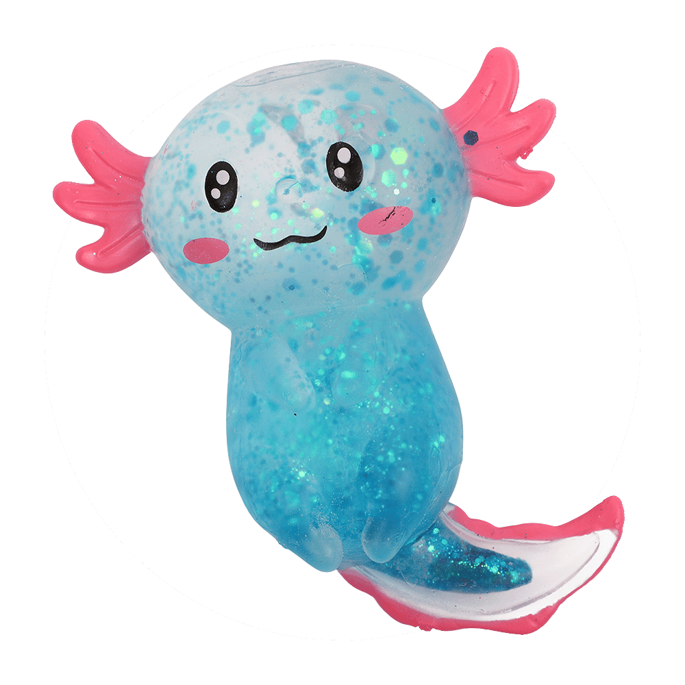 axolotl squishy in white circle background