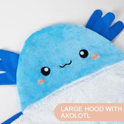 Axolotl Hooded Blanket Sherpa Fleece Throw (1/9) Axolotl wearable hooded blanket in plush sherpa fleece — Image 1 of 9