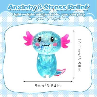 Glitter axolotl squishy toy in pink, slow rising fidget — Image 2 of 10