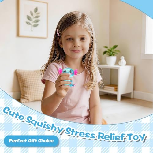 Glitter axolotl squishy toy in pink, slow rising fidget — Image 6 of 10